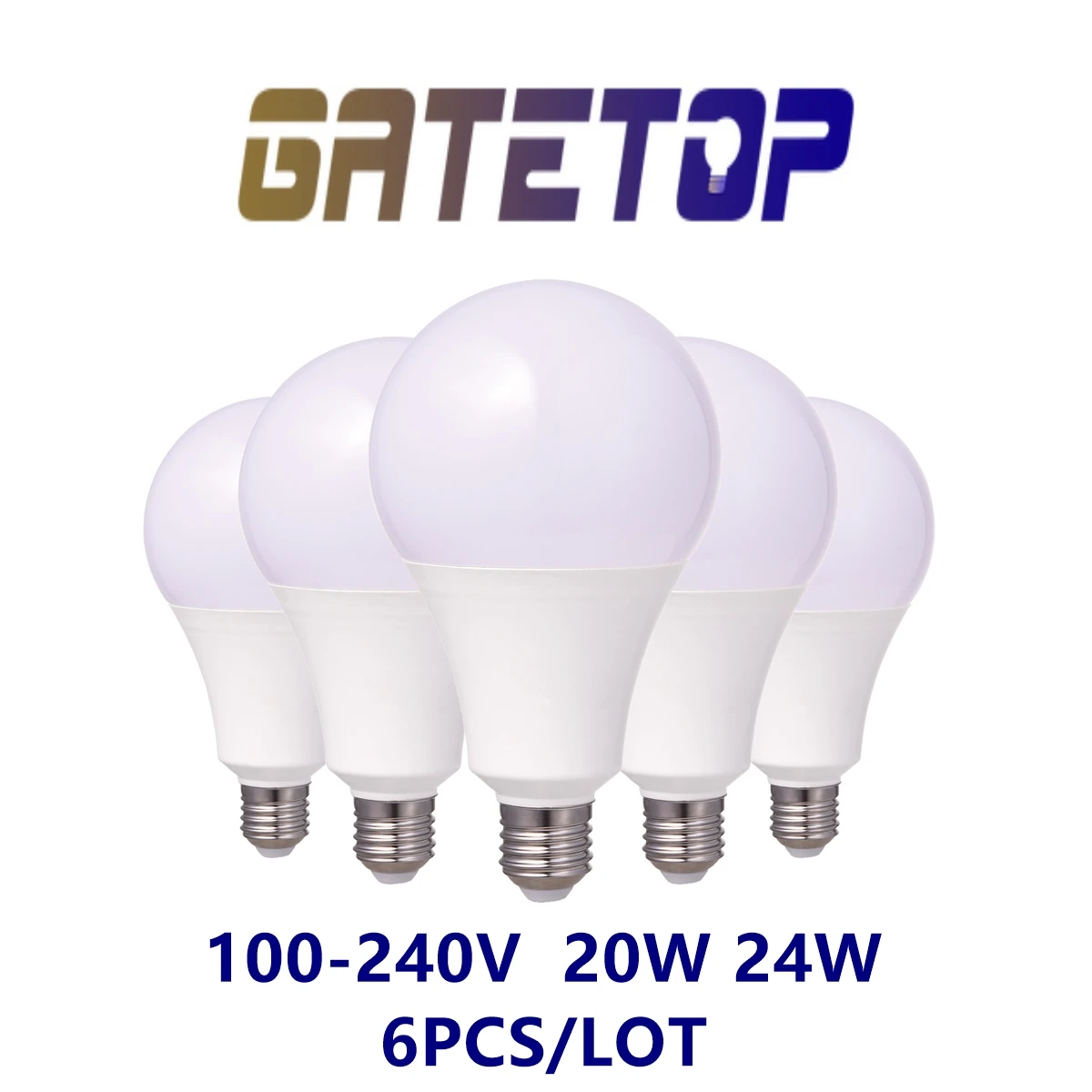 

6PCS/LOT LED high power bulb A80 AC100V-240V E27 B22 20W 24W 100LM/W for mall home lighting super bright warm white light