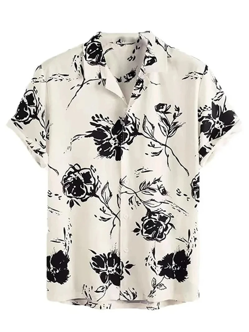 

Summer Flower 3D Print Top Men's Summer Hawaii Beach Shirts Outdoor Party Men's Breathable Short Sleeve Street Social Apparel