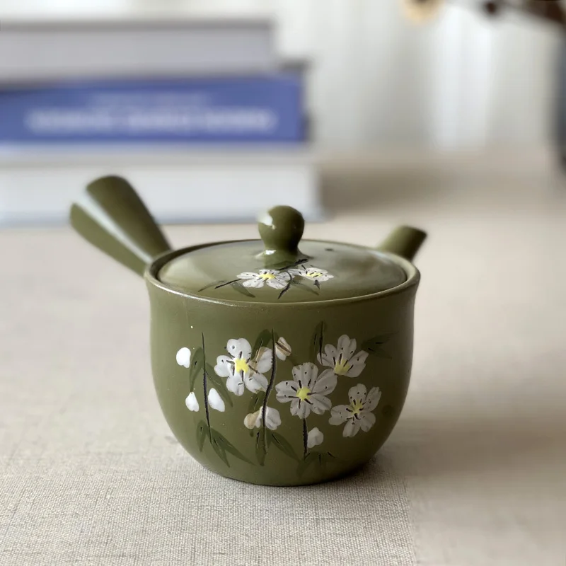 

Japanese Style Side Handle Teapot Japanese Style Cherry Blossom Small Capacity Ceramic Urgent Vintage Tea Making Single Teapot