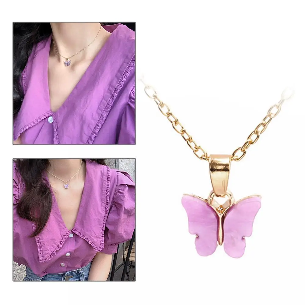 

Fairy Butterfly Necklace Female INS Minimalist Style Butterfly New Pendant Collar Sparkling Trend Chain Crystal Chain Neck K1Q6