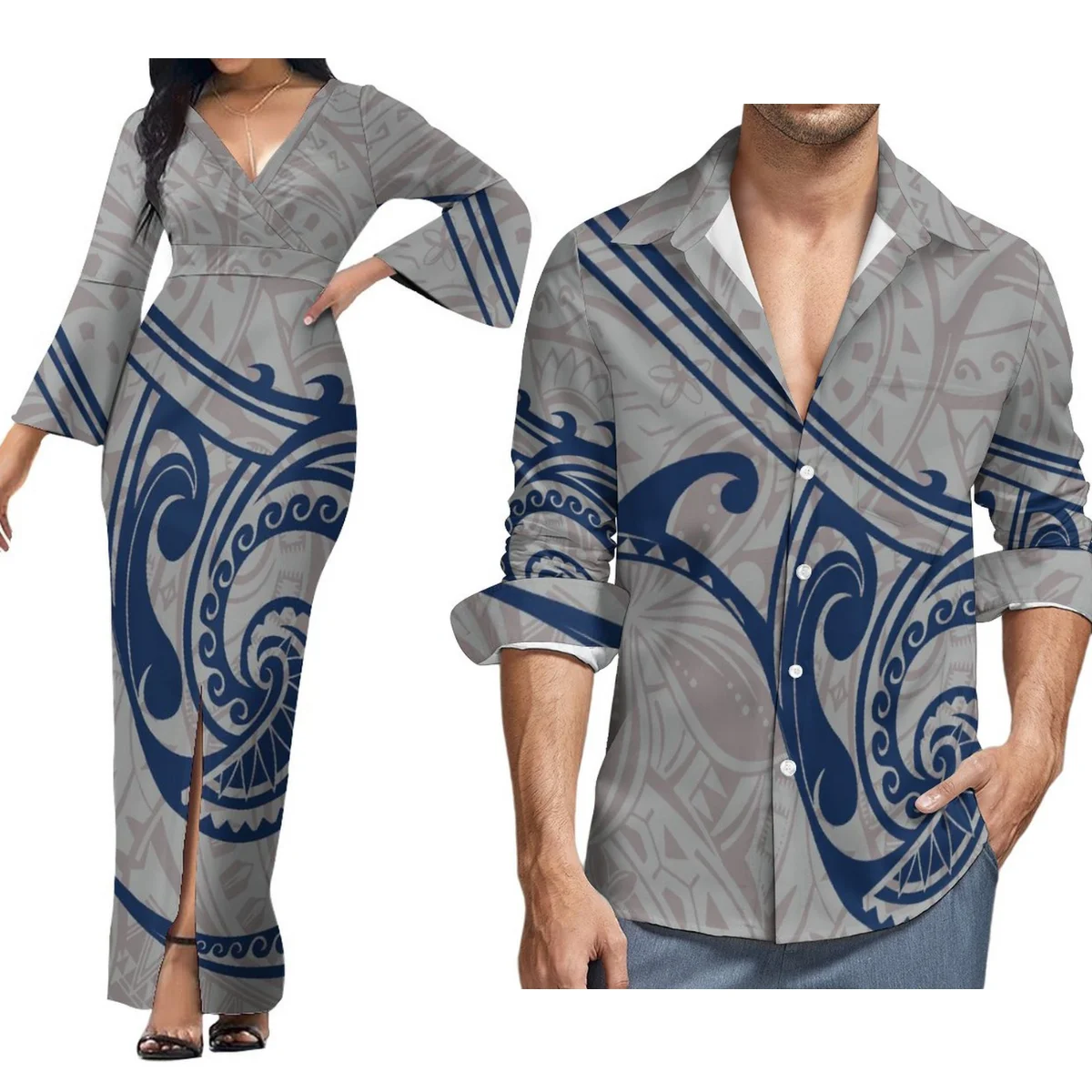 Женское платье-макси с V-образным вырезом, высокой талией и длинными рукавами
Женское платье-макси с V-образным вырезом, высокой талией и длинными рукавами