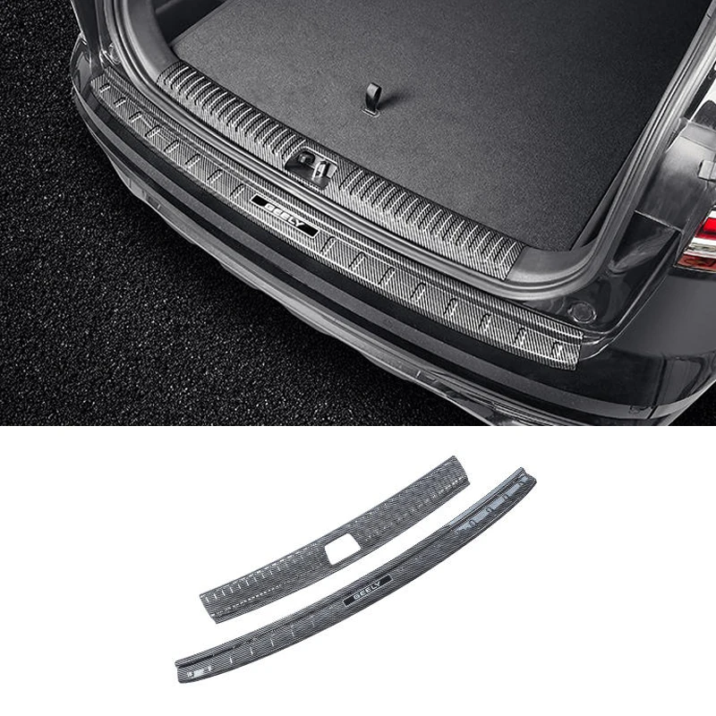 

Kx11 GEELY Monjaro Manjaro 2022 2023 Xingyue L Rear Guard Board Carbon Fiber Pattern Rear Trunk Anti-collision Strip Accessories