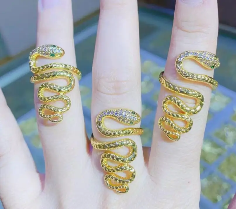

1pcs Enamel snake Rings Zircon Jewelry Ring Layer Metal Accessories Jewelrys For Women Adjustable Stackable dsf3
