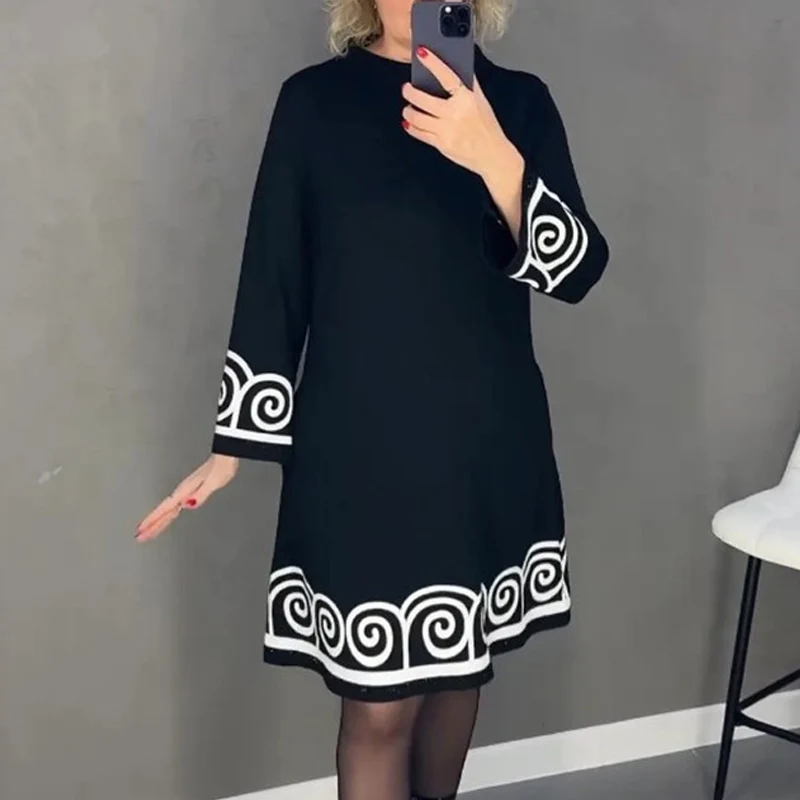 Повседневное модное платье с абстрактным принтом и круглым вырезом, женские Расклешенные платья-трапеции с длинным рукавом, комбинированное женское свободное платье-пуловер
Повседневное модное платье с абстрактным принтом и круглым вырезом, женские Расклешенные платья-трапеции с длинным рукавом, комбинированное женское свободное платье-пуловер