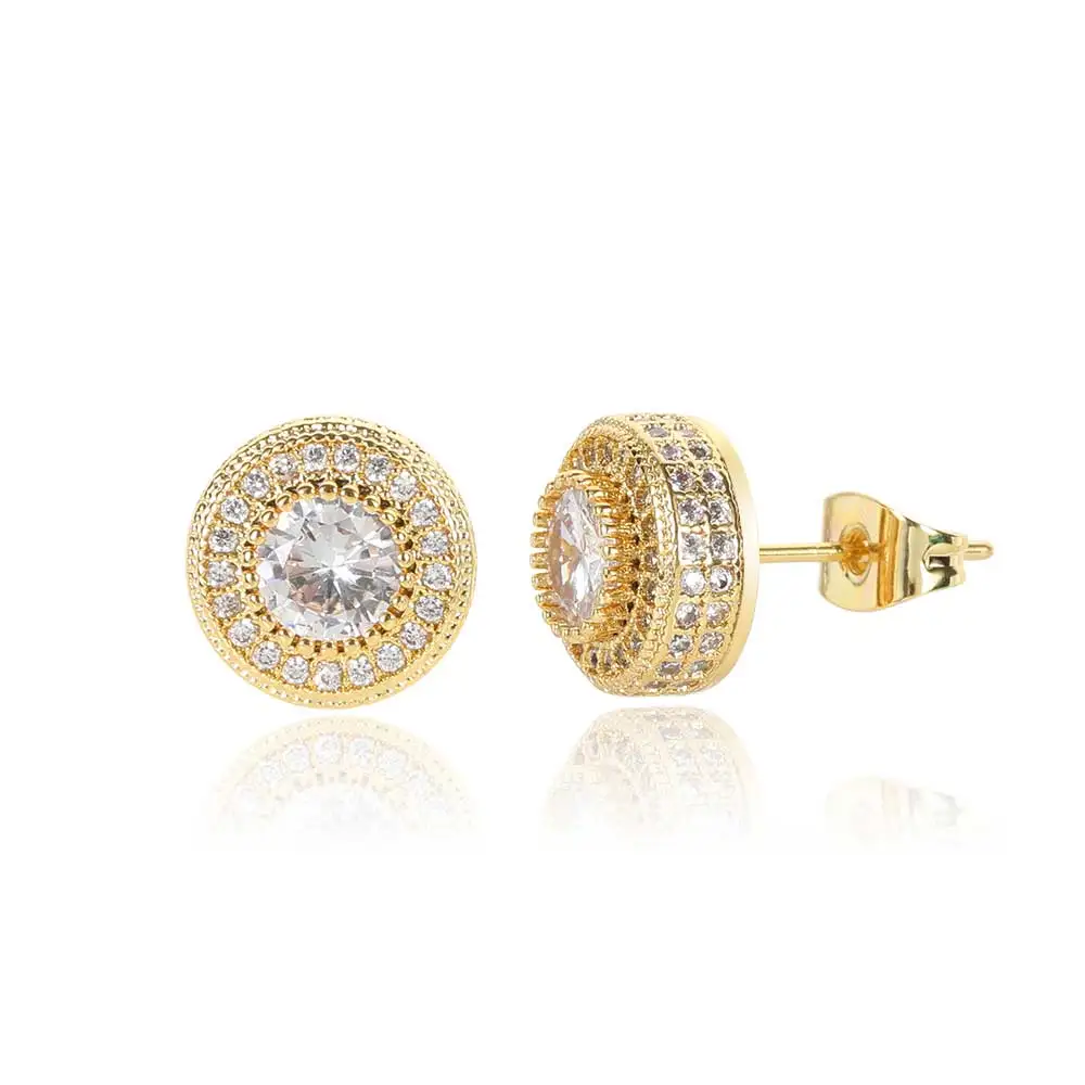 Fashion Creative Round Full Zircon Earrings Hip-Hop Rap Popular Unisex Gold Plated Brass Earrings Accessories Wholesale
Fashion Creative Round Full Zircon Earrings Hip-Hop Rap Popular Unisex Gold Plated Brass Earrings Accessories Wholesale
