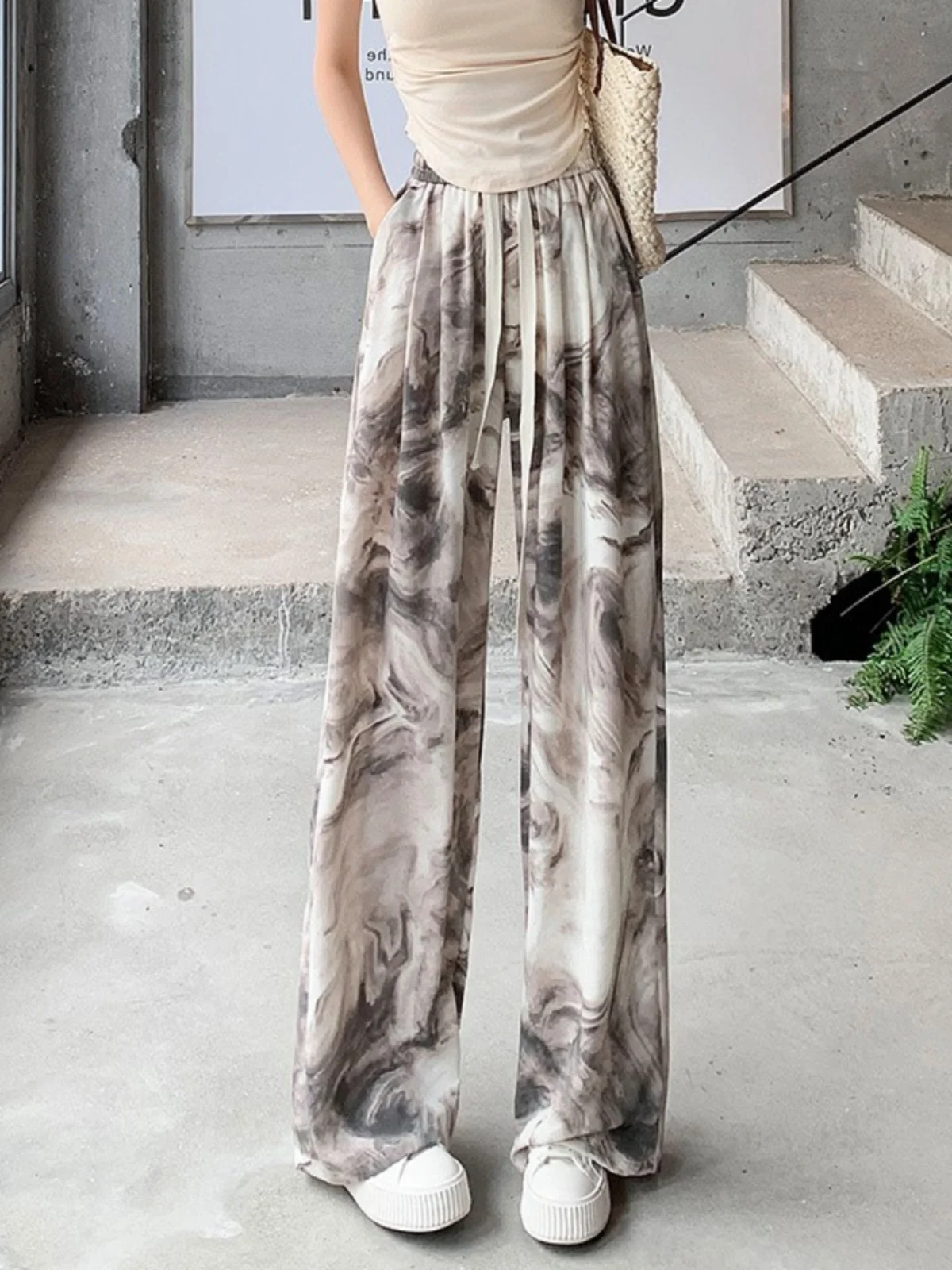 2024 Women Summer Fashion Tie-dyed Wide-leg Pants Female Ice Silk Thin Trousers Ladies High Waist Leisure Straight Pants C258
2024 Women Summer Fashion Tie-dyed Wide-leg Pants Female Ice Silk Thin Trousers Ladies High Waist Leisure Straight Pants C258