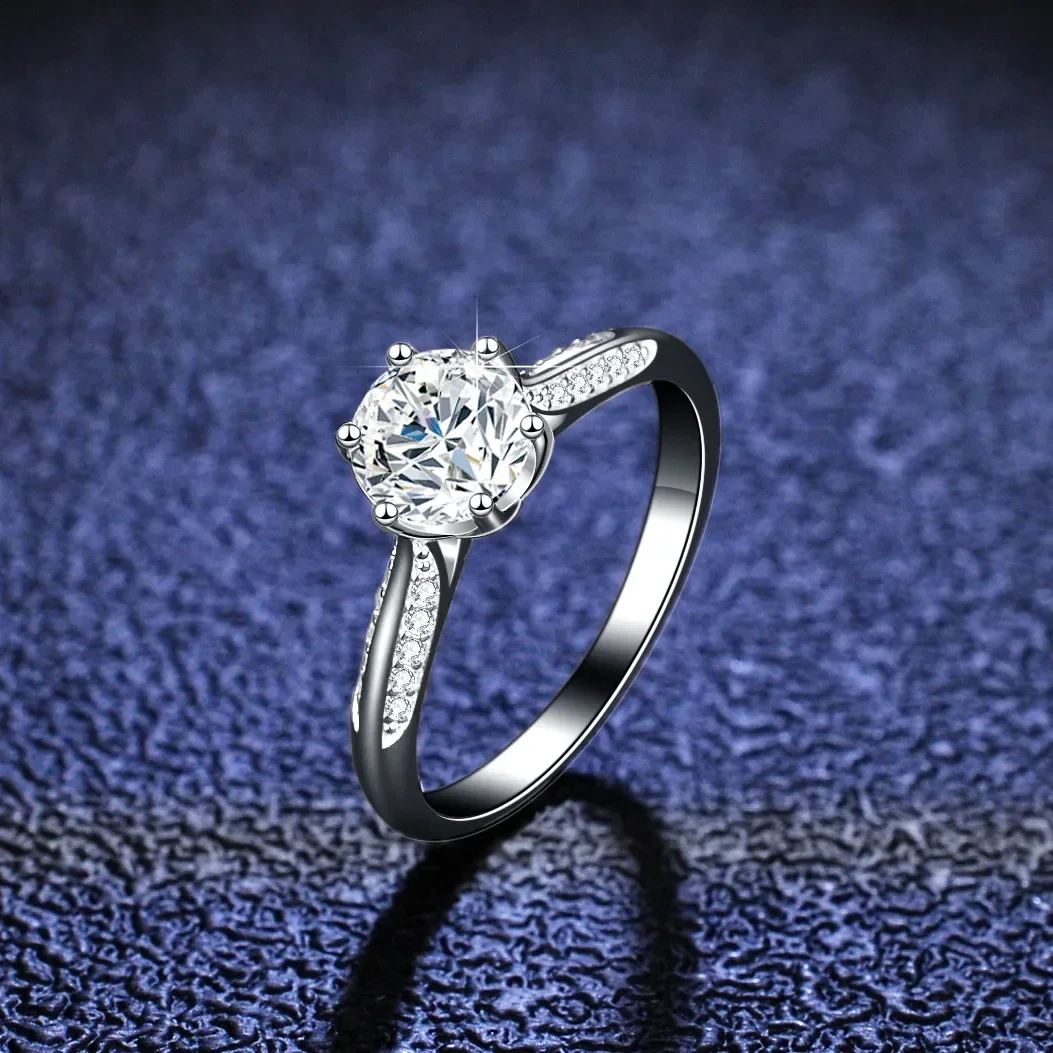

Платиновое кольцо с муассанитом PT950, кольцо с бриллиантом, Свадебное предложение, кольцо с бриллиантом с шестью крапанами, женские кольца со звездой, ювелирные изделия