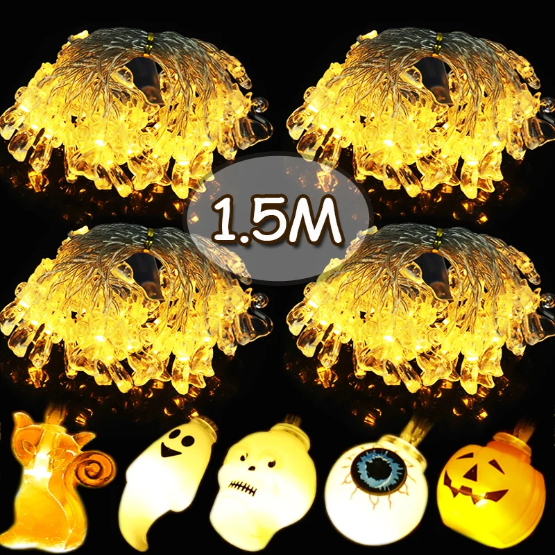 1.5M 10 Leds Halloween Light String Pumpkin Skull Eye Balls Ghost Festival Party Lantern or Treat Happy Halloween Decor
1.5M 10 Leds Halloween Light String Pumpkin Skull Eye Balls Ghost Festival Party Lantern or Treat Happy Halloween Decor