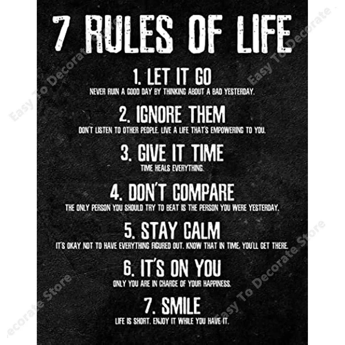 

Retro Style Wall Plaque With 7 Rules of Life - Inspirational Decor,Keep Calm and Smile On,When You Don't Hnow What To Do Look