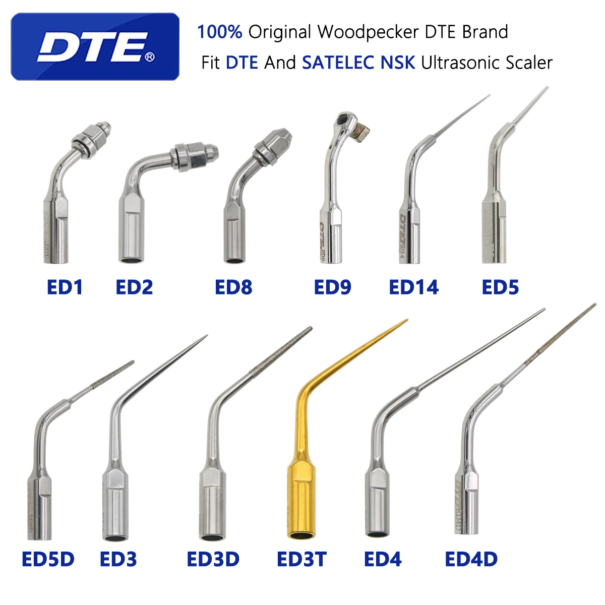 Woodpecker DTE Dental Ultrasonic Scaler Tips ED Series For SATELEC NSK Scaler Handpiece Dentistry Products For Dentist
Woodpecker DTE Dental Ultrasonic Scaler Tips ED Series For SATELEC NSK Scaler Handpiece Dentistry Products For Dentist