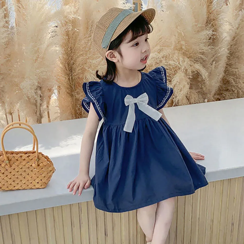 New Summer Dress for Girls A-Line with Bow and Embroidery Comfortable Short Sleeve Cotton Girl Casual Dresses for Play and Style
New Summer Dress for Girls A-Line with Bow and Embroidery Comfortable Short Sleeve Cotton Girl Casual Dresses for Play and Style