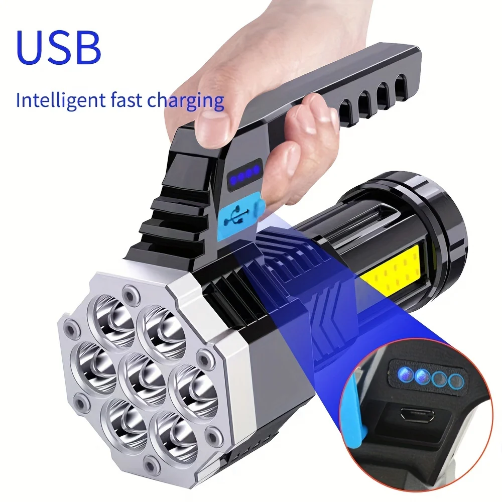 7 LED Portable Waterproof Flashlight USB Rechargeable Flashlights Handheld Torch with Battery Display/COB Floodlight Side Light
7 LED Portable Waterproof Flashlight USB Rechargeable Flashlights Handheld Torch with Battery Display/COB Floodlight Side Light