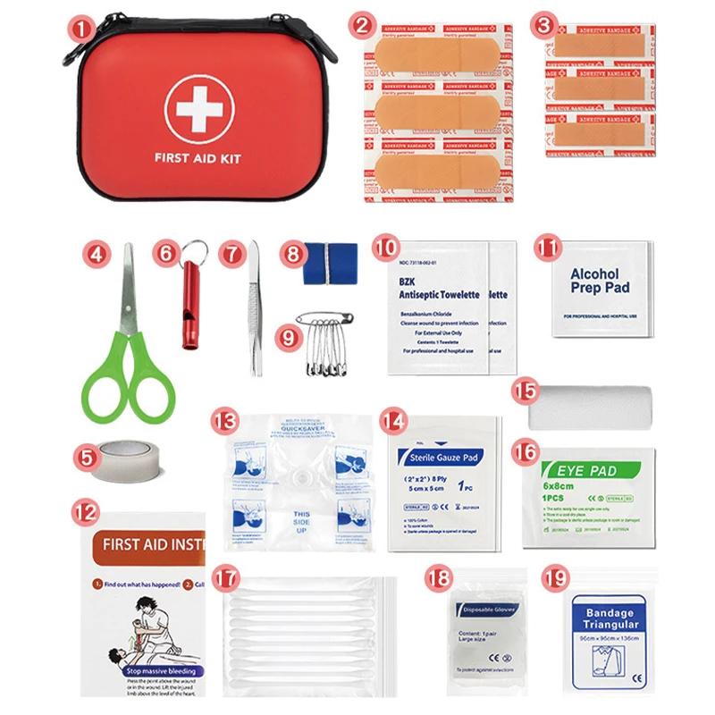 

89pcs Portable Emergency Medical First Aid Bag Kit For Household Outdoor Travel Camping Equipment Medicine Survival