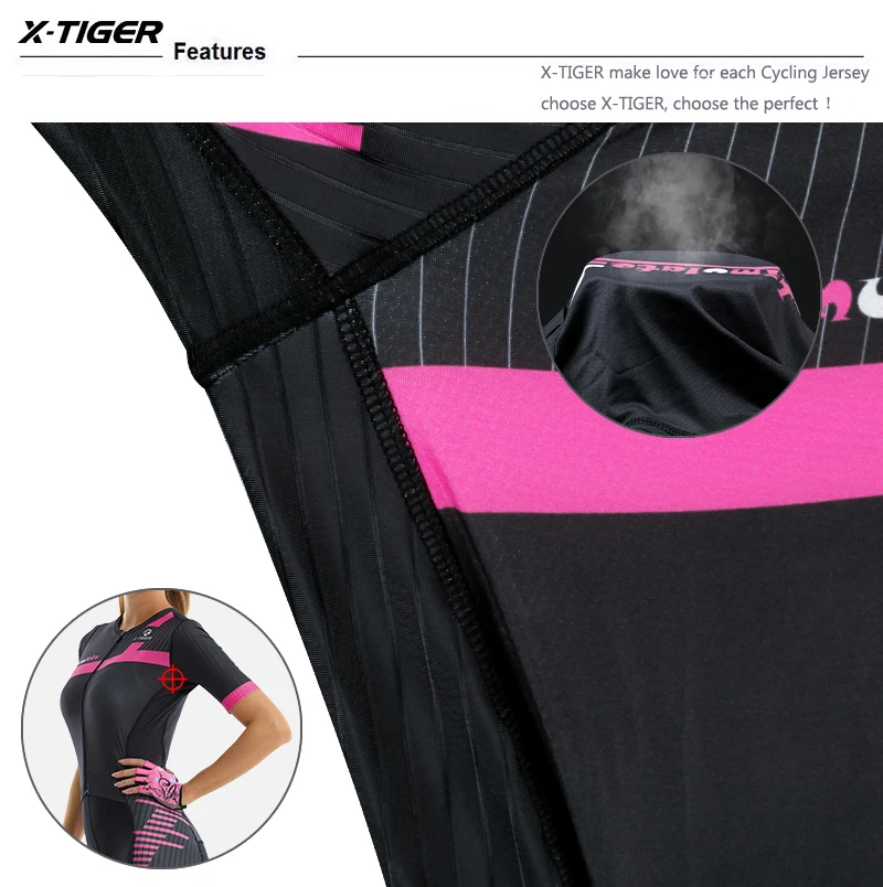 X-TIGER Women Triathlon Cycling Jersey Set Short Sleeve Skinsuit Maillot Ropa Ciclismo Professional Team Bicycle Jumpsuit X-TIGER Women Triathlon Cycling Jersey Set Short Sleeve Skinsuit Maillot Ropa Ciclismo Professional Team Bicycle Jumpsuit
