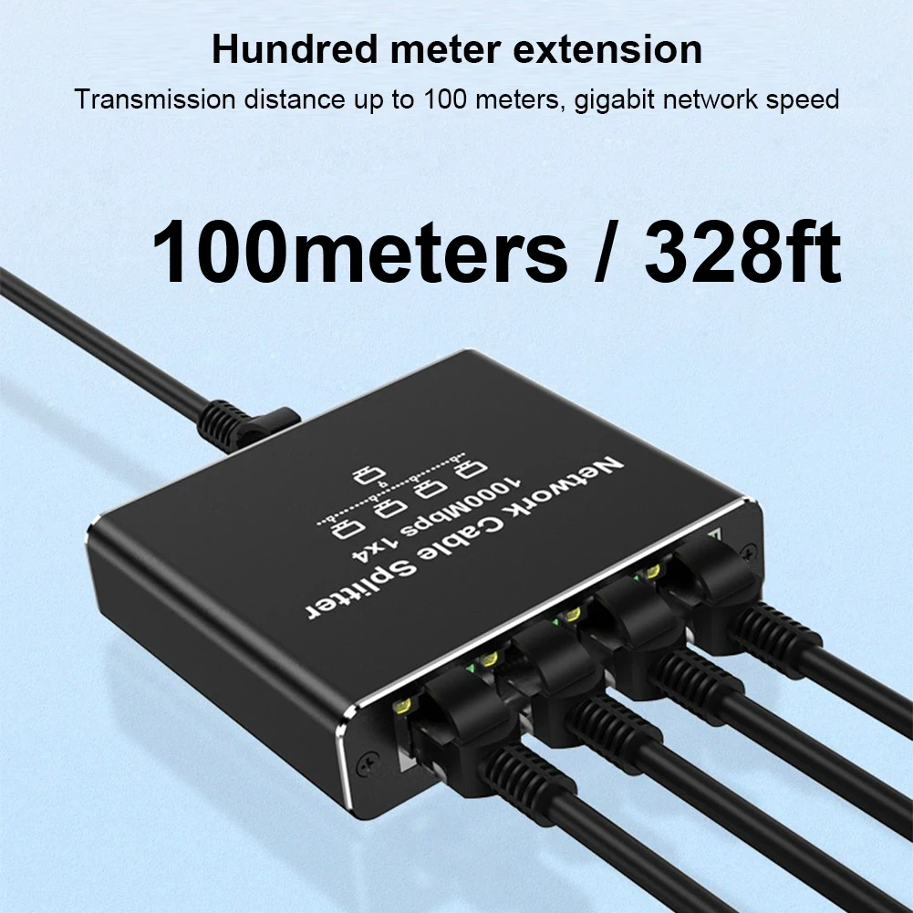 S87ae5faea028462586deb1dc7a859a08I MZX 1 in 4 out 1000Mbps Gigabit Network Hub RJ45 Ethernet Splitter Connector 1000M Networking Adapter PC Computer Cat6/7/8 Cable