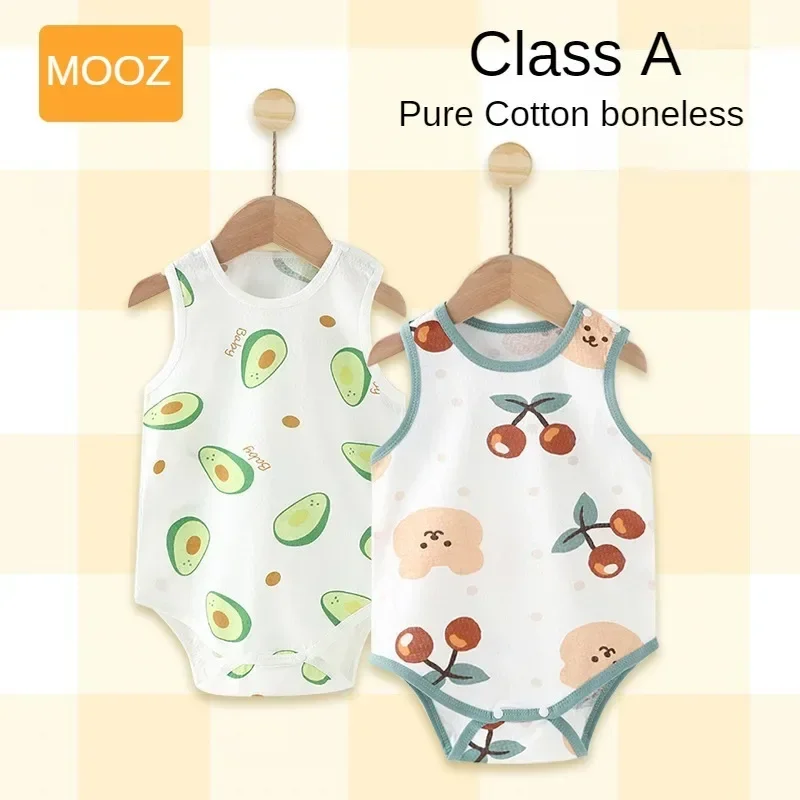 

MOOZ Baby Clothes 2024 Summer Bodysuits & One-pieces 0 to 3 Months Baby Romper For Infants Baby Sleeveless Cotton Home Outfit