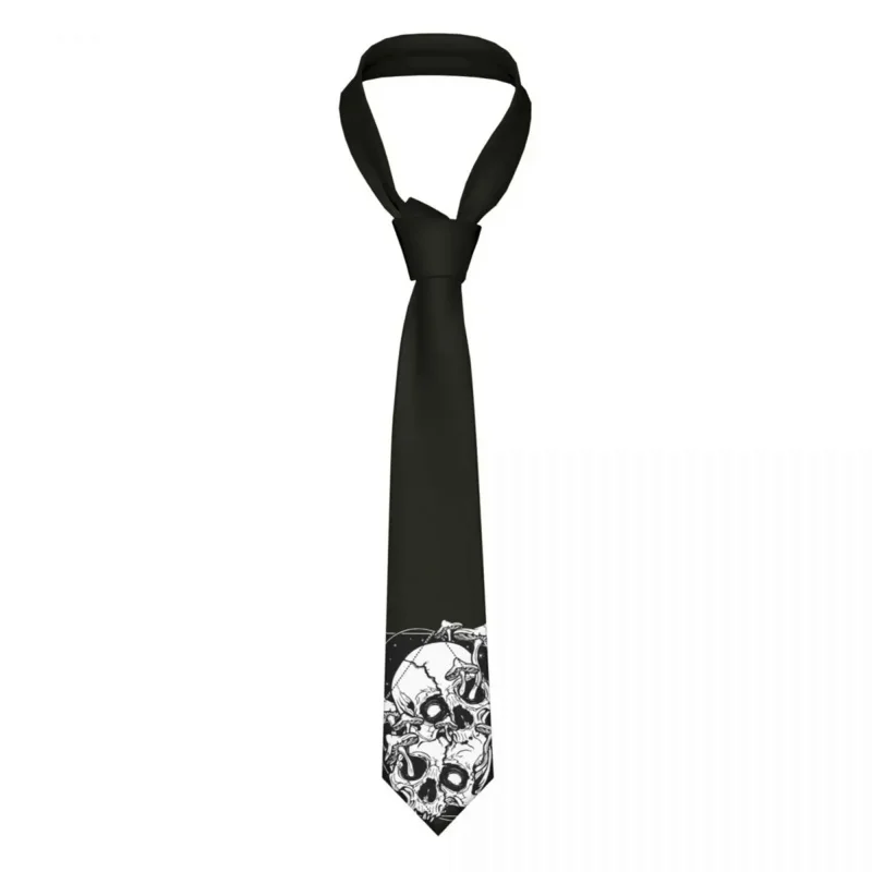 

Галстук унисекс с выросшими грибами и черепом, шейный платок из шелка и полиэстера, в готическом стиле смерти, шириной 8 см, аксессуар для костюма