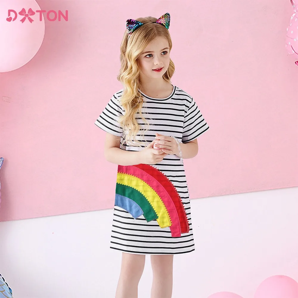 DXTON Casual Girls Dress Summer Rainbow Cartoon Vestidos Toddler Children Clothes Short Sleeve Cotton Dresses Kids 3-8 Years
DXTON Casual Girls Dress Summer Rainbow Cartoon Vestidos Toddler Children Clothes Short Sleeve Cotton Dresses Kids 3-8 Years