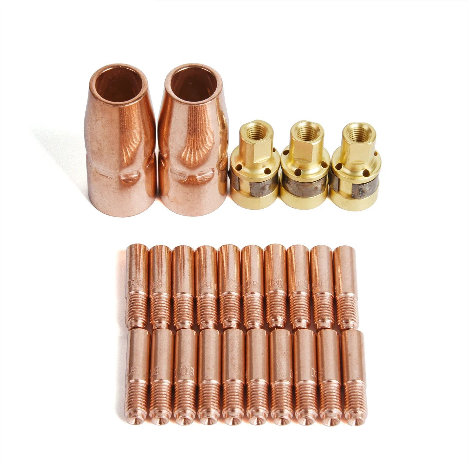 

25/50Pcs Mig Welding Torch Consumables 0.6/0.8/0.9/1.2mm MIG Torch Gas Nozzle Tip Holder Fit Miller M-10, M-15 Hobart H-9,H-10