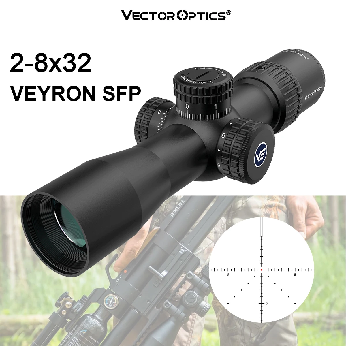 Vector Optics Veyron 2-8x32SFP Riflescope With Turret Lock System Scopes For Compact Air Guns&Light Weight Firearms Shooting
Vector Optics Veyron 2-8x32SFP Riflescope With Turret Lock System Scopes For Compact Air Guns&Light Weight Firearms Shooting