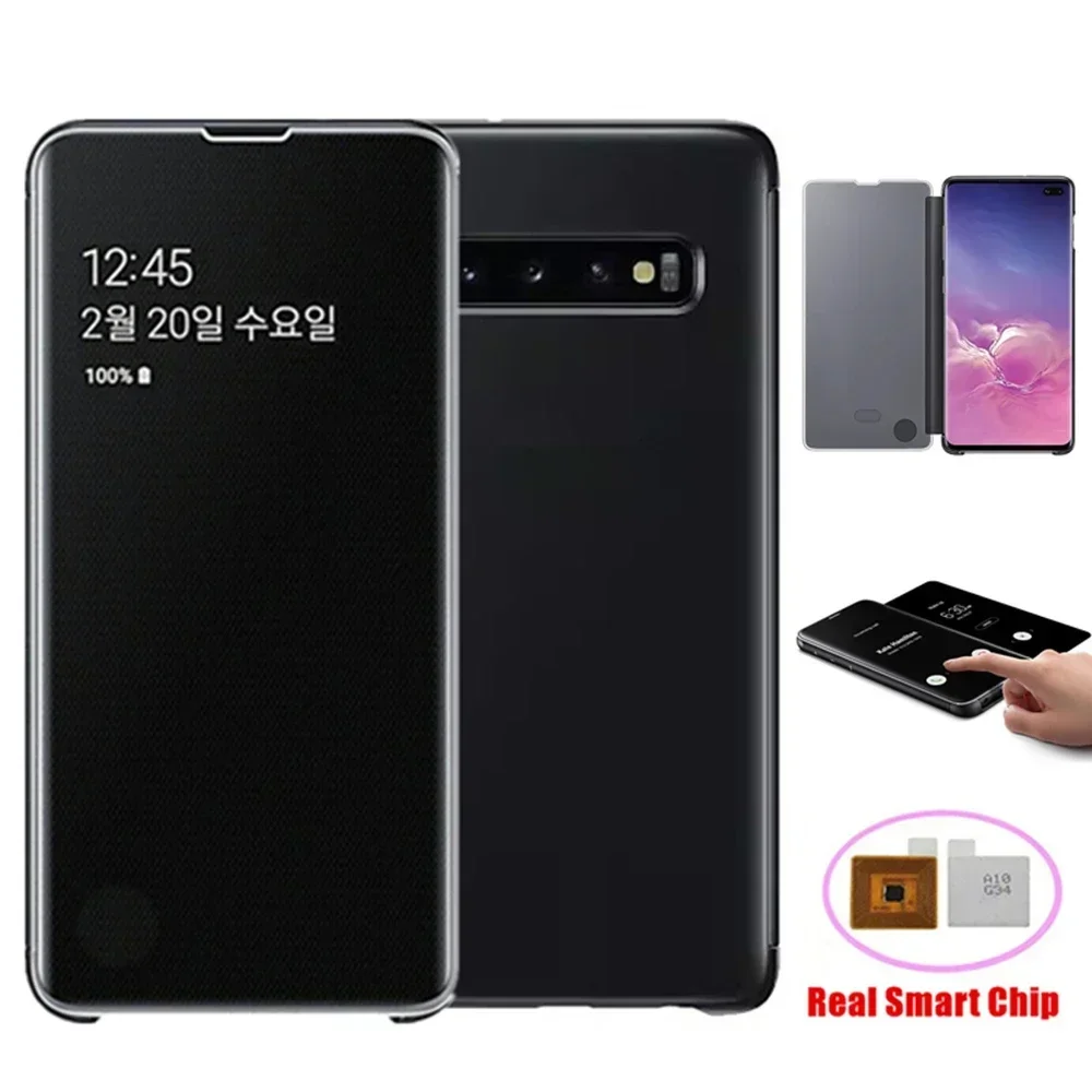 Прозрачный зеркальный умный защитный чехол с окошком для Samsung Galaxy S10 Plus S10, кожаные флип-чехлы с умным чипом
Прозрачный зеркальный умный защитный чехол с окошком для Samsung Galaxy S10 Plus S10, кожаные флип-чехлы с умным чипом