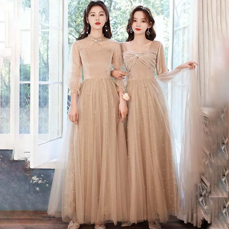 Bridesmaid Dresses Sequins Pearls Elegant V-Neck A-Line Three Quarter Sleeves Pleat Floor-Length Lady Formal Party Gown E1212
Bridesmaid Dresses Sequins Pearls Elegant V-Neck A-Line Three Quarter Sleeves Pleat Floor-Length Lady Formal Party Gown E1212