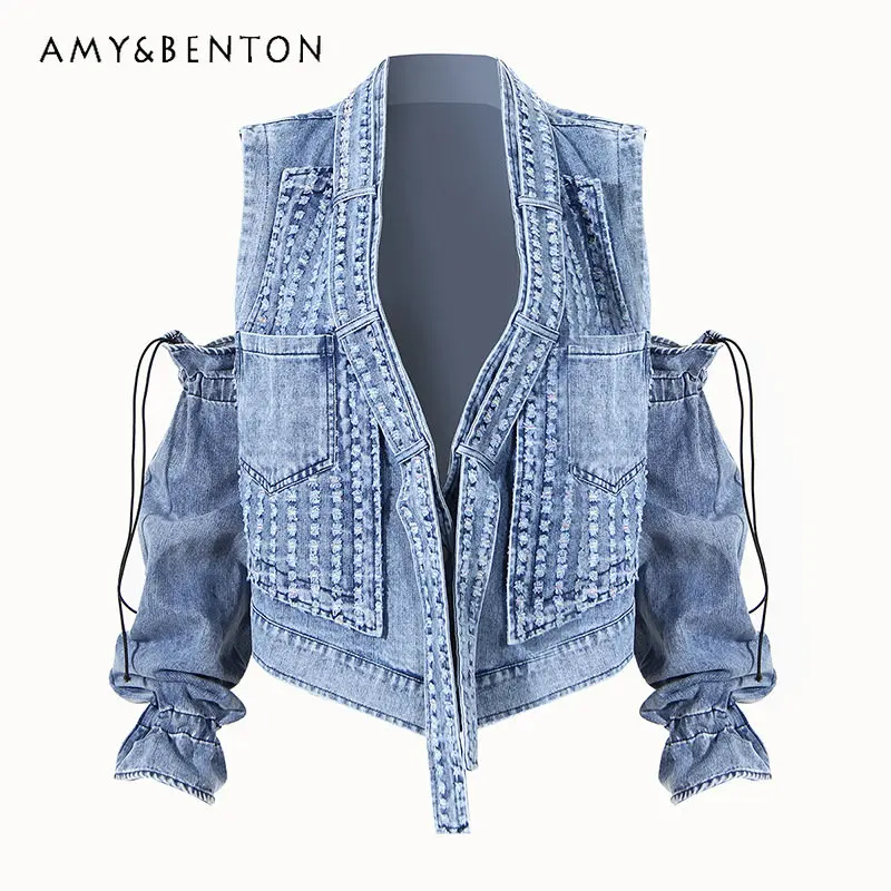 Autumn Clothing Design Sense Jeans Coats Fashion Loose Short Detachable Sleeves Two-Way Off-Shoulder Denim Jacket Vest For Women
Autumn Clothing Design Sense Jeans Coats Fashion Loose Short Detachable Sleeves Two-Way Off-Shoulder Denim Jacket Vest For Women