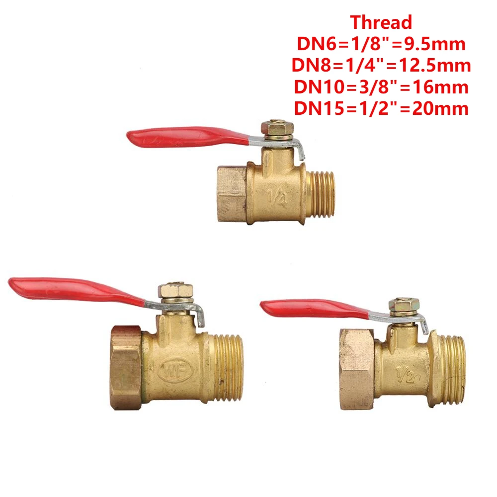 

Pneumatic 1/4'' 3/8'' 1/2' BSP Female/Male Thread Mini Ball Valve Brass Connector Joint Copper Pipe Fitting Coupler Adapters