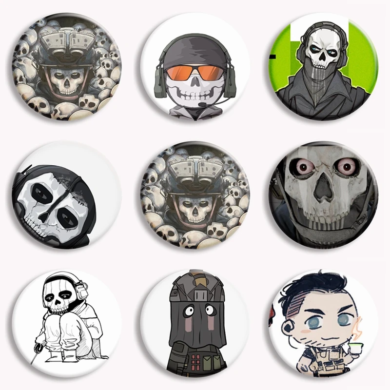 

Call of Duty Ghost Koing Cute Anime Button Pin Cartoon Shooting Game Brooch Badge Gamer Collection Backpack Decor Fans Gift 58mm