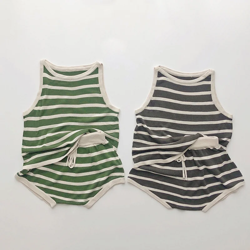 2023 Korean Kids Set Summer Baby Clothing for Boys Girls Striped Vest Short 2pcs Infant Thin Knitting T-shirt PP Pants 0-6T
2023 Korean Kids Set Summer Baby Clothing for Boys Girls Striped Vest Short 2pcs Infant Thin Knitting T-shirt PP Pants 0-6T