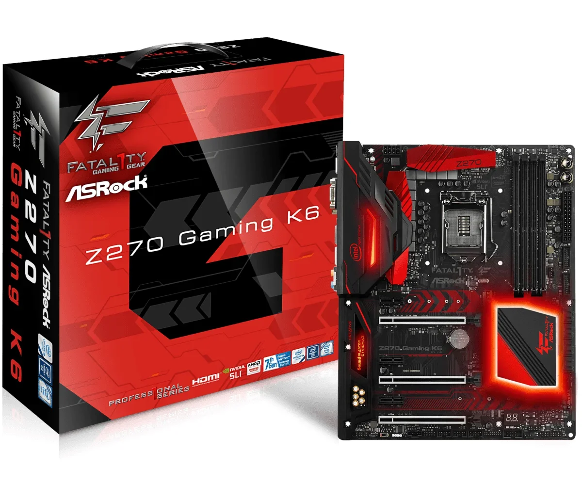 Fatal1ty Z270 Gaming K6 ATX motherboard LGA 1151 4x DDR4 2x M.2 NVMe 6x SATA3 WiFi Original box accessories Desktop Mainboard
Fatal1ty Z270 Gaming K6 ATX motherboard LGA 1151 4x DDR4 2x M.2 NVMe 6x SATA3 WiFi Original box accessories Desktop Mainboard