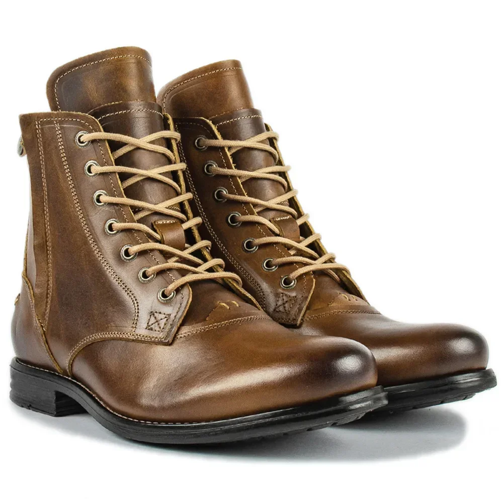 

Мужские рыцарские ботинки, осенняя изысканная обувь на молнии, ботильоны ручной работы с круглым носком на низком каблуке, Мужская модная кожаная лаконичная дизайнерская обувь для отдыха