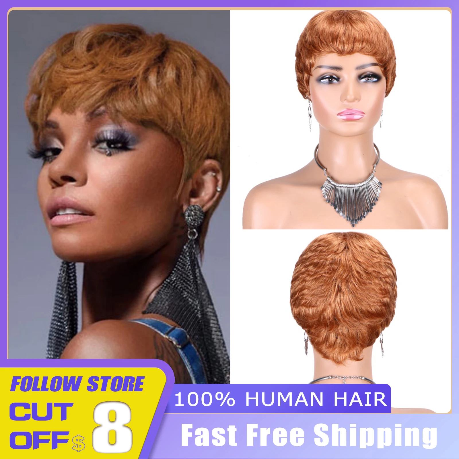 Short Pixie Cut Human Hair for Black Women Afro Wigs Ginger Orange Human Natural Hair Daily Party Cosplay Use Cheap Glueless Wig
Short Pixie Cut Human Hair for Black Women Afro Wigs Ginger Orange Human Natural Hair Daily Party Cosplay Use Cheap Glueless Wig