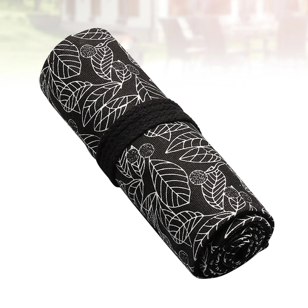 36 слотов, Холщовый рулон, рулон большой емкости, с рисунком листьев, фотодержатель для окрашивания, органайзер для хранения ручек (черный)
36 слотов, Холщовый рулон, рулон большой емкости, с рисунком листьев, фотодержатель для окрашивания, органайзер для хранения ручек (черный)