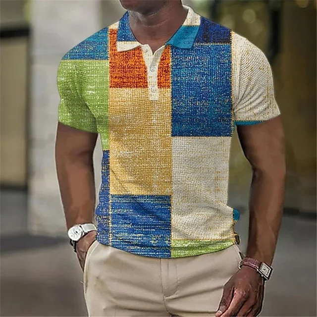New Men's Polo Shirt Golf Shirt Color Block Graphic Prints Geometry Turndown Outdoor Street Short Sleeve Button-Down Clothing
New Men's Polo Shirt Golf Shirt Color Block Graphic Prints Geometry Turndown Outdoor Street Short Sleeve Button-Down Clothing