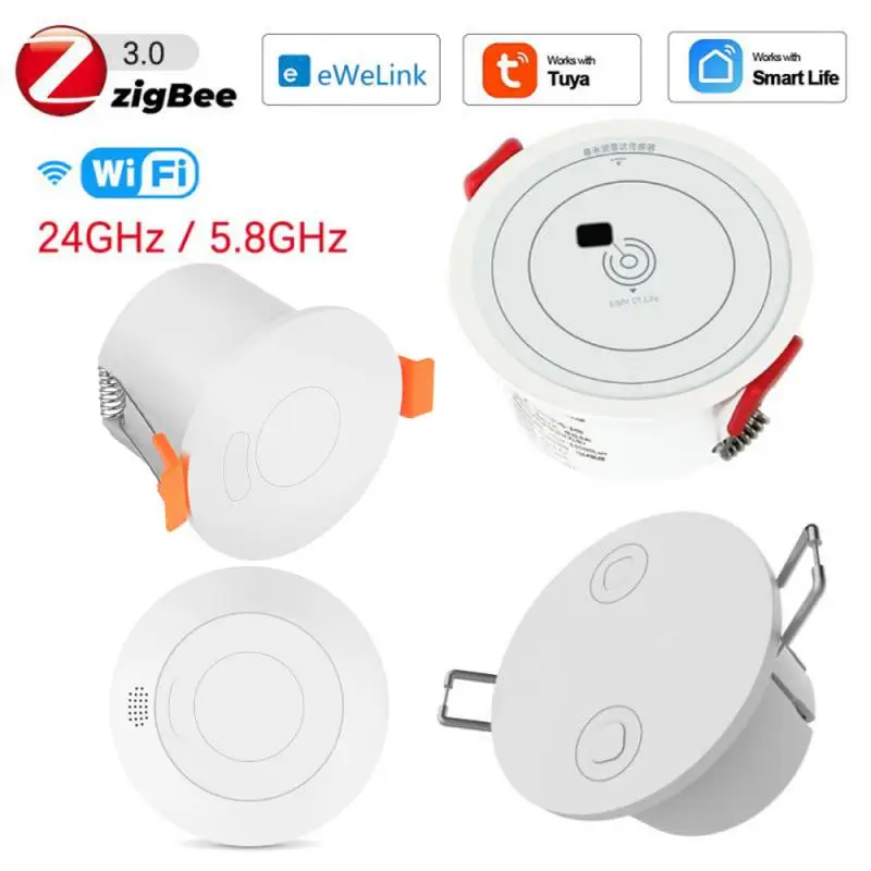 

Tuya/eWelink Zigbee WIFI MmWave PIR Sensor Human Presence Detector 5.8/24G Smart Micro Motion Brightness Sensing Security Radar