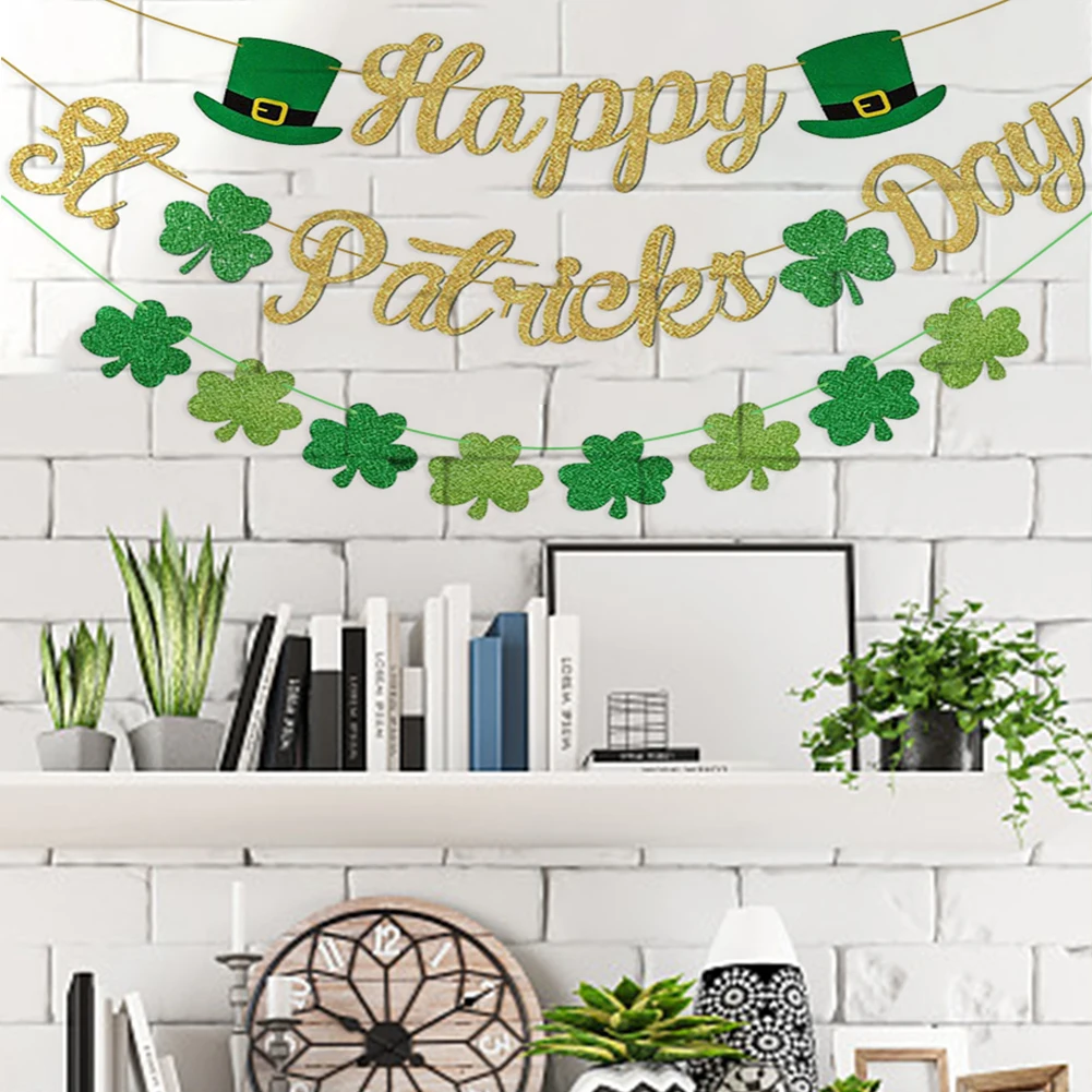 Happy St. Patrick’s Day Banner Gold Glitter And St Patricks Day Garland Saint Patricks Day Shamrock Clover Garland Decorations
Happy St. Patrick’s Day Banner Gold Glitter And St Patricks Day Garland Saint Patricks Day Shamrock Clover Garland Decorations