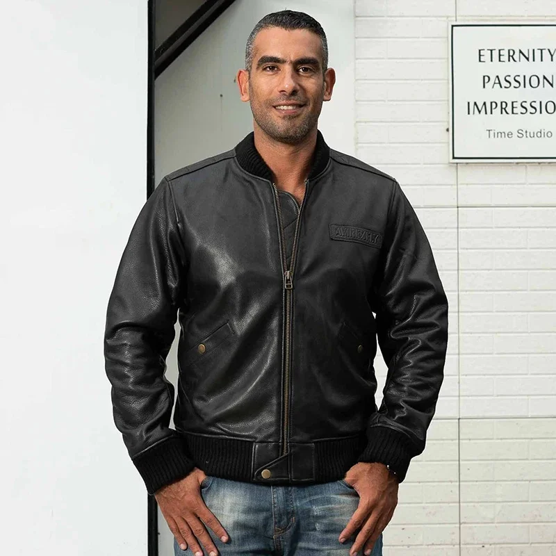 2024 DHL Free Shipping Male Black Genuine Leather Jacket Brand vintage Cowhide Autumn Winter Russian Baseball Coat
2024 DHL Free Shipping Male Black Genuine Leather Jacket Brand vintage Cowhide Autumn Winter Russian Baseball Coat