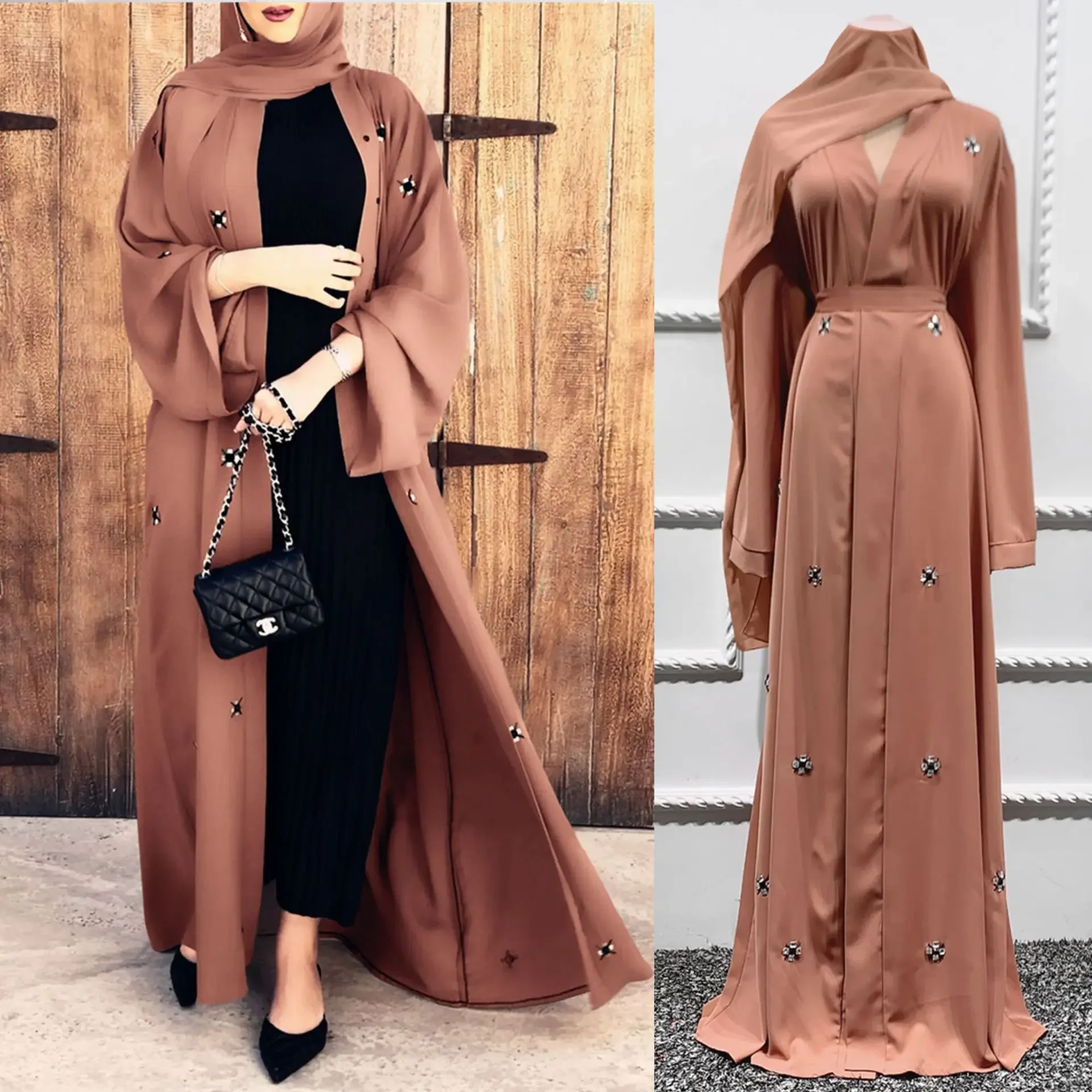 

Ramadan Eid Open Abaya Dubai Turkey Hijab Dress Muslim Abayas for Women Islam Clothing Kaftan Robe Arabic Kimono Femme Musulmane