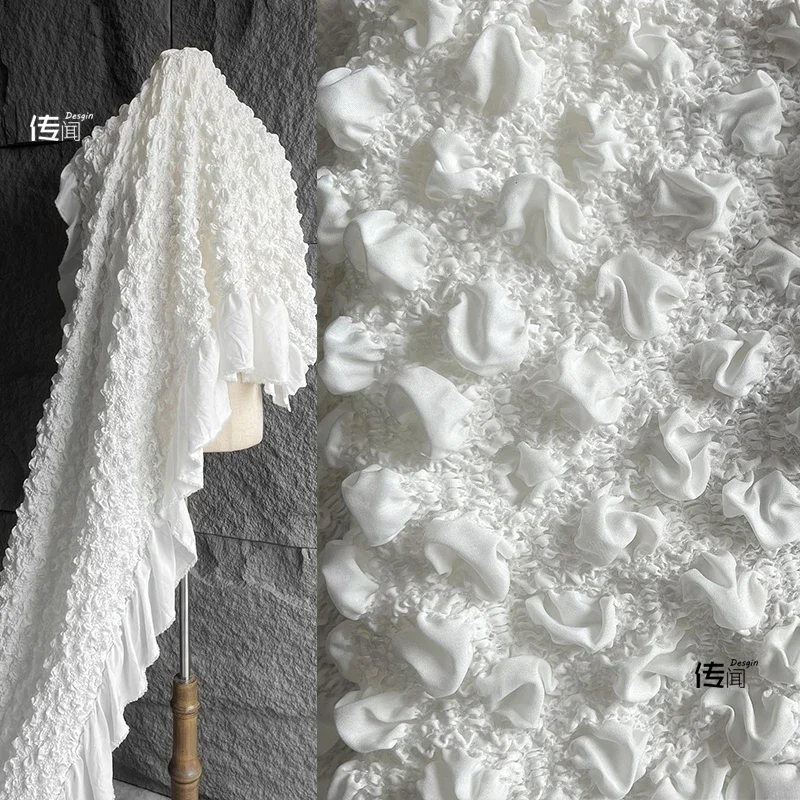 

Three-dimensional Bumpy Textured Fabric Beige High Elasticity Soft Dress Jacket Clothing Designer Fabrics
