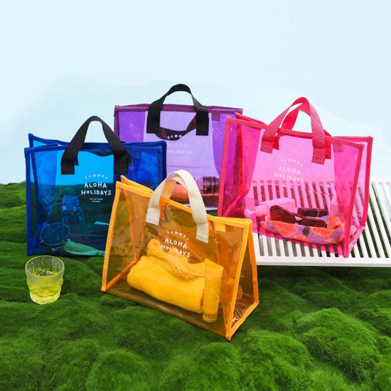 

Прозрачная Водонепроницаемая женская сумка-тоут из ПВХ, повседневный многоразовый Вместительный Мешок для покупок, пляжные сумки для плавания