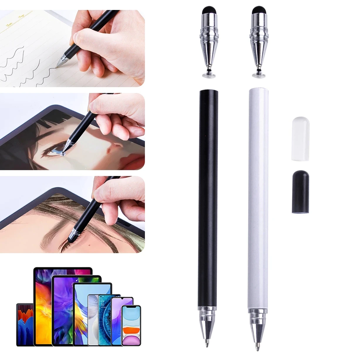 

3 In 1 Multifunction Touchscreen Pen For IOS Ipad Android Phones Tablet Universal Drawing Writing Capacitive Stylus Pencil
