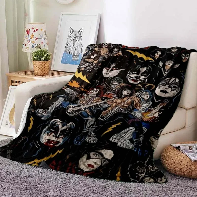 

Kiss Rock Band 3D Printed Art Fleece Blanket for Beds Hiking Picnic Thick Quilt Fashionable Bedspread Fleece Throw Blanket
