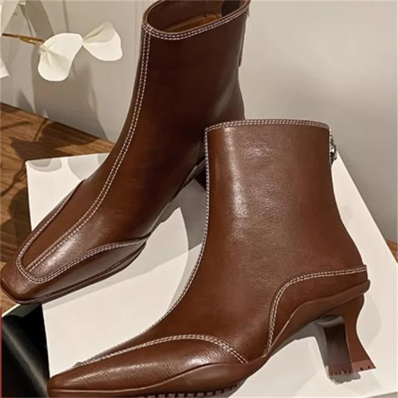 Sewing Lines Shoes for Ladies Square Toe Women Strange Style Heels Chassure Femme Back Zippers Leather Zapatos Mujer Solid Botas
Sewing Lines Shoes for Ladies Square Toe Women Strange Style Heels Chassure Femme Back Zippers Leather Zapatos Mujer Solid Botas