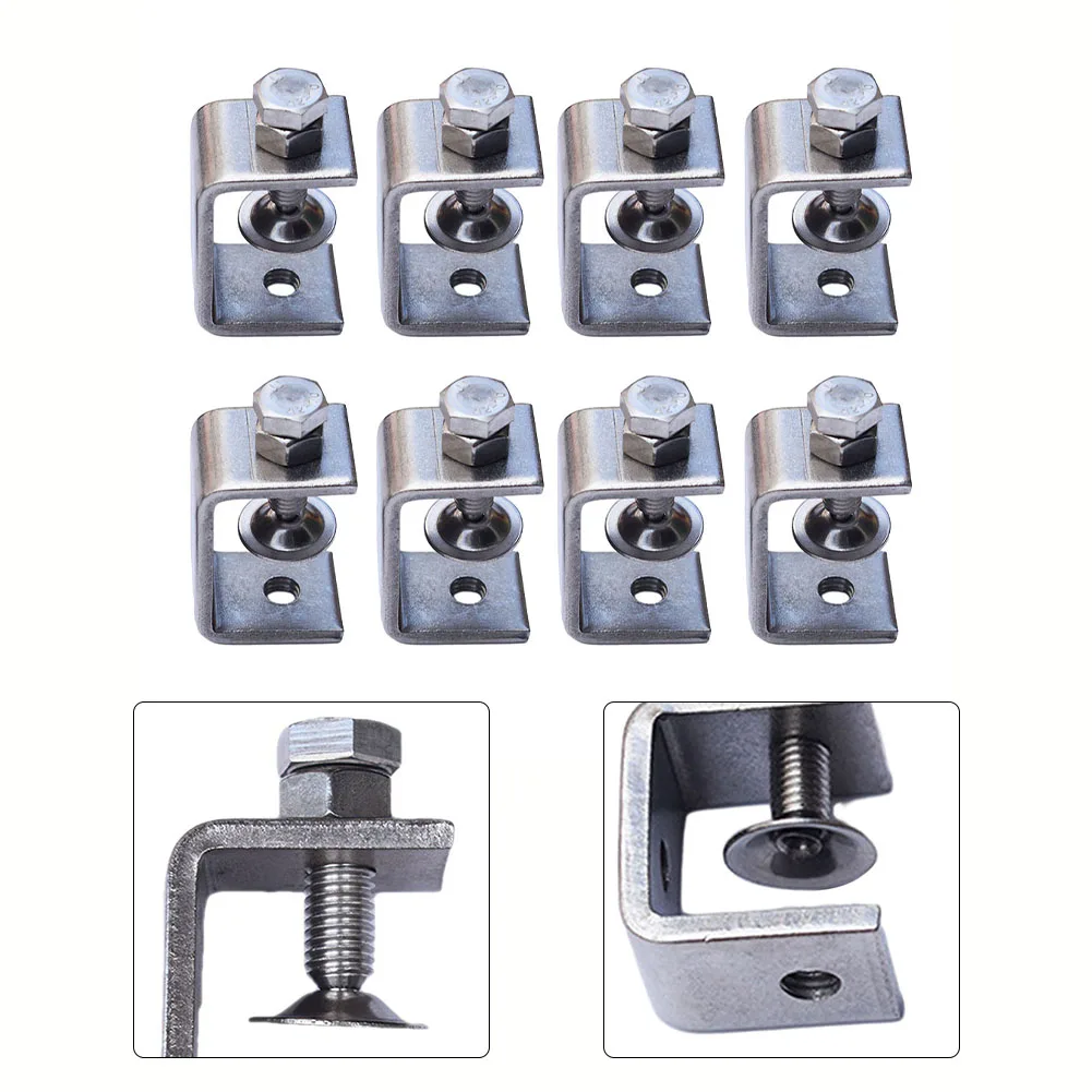 

8pcs Small C Clamps Stainless Steel Heavy Duty Pipe M8 Threaded Fixture For Welding Carpenter Cabinet Installation
