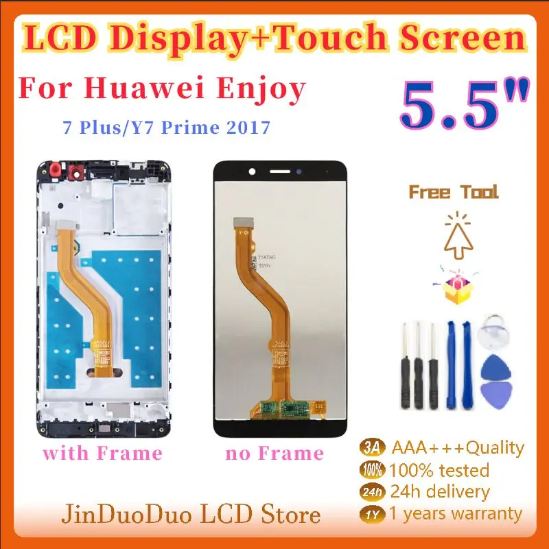 

New 5.5" LCD For Huawei Enjoy 7 Plus LCD Touch Screen Digitizer Assembly For Y7 Prime 2017 LCD Display Replacement With frame