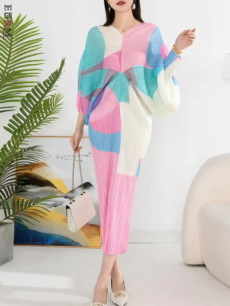 EGRM Fashion Pleated Batwing Sleeves Dress V-neck Color Block 2024 Spring New Slim Sexy Evening Party Dresses for Women 8RG6192
EGRM Fashion Pleated Batwing Sleeves Dress V-neck Color Block 2024 Spring New Slim Sexy Evening Party Dresses for Women 8RG6192