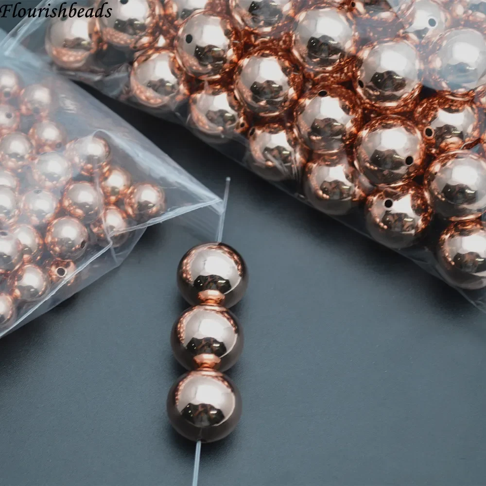 

Nickle Free Anti-Rust Rose Gold Color Metal Copper Ball Round Spacer Loose Beads 4mm 6mm 8mm 10mm 12mm 14mm 16mm