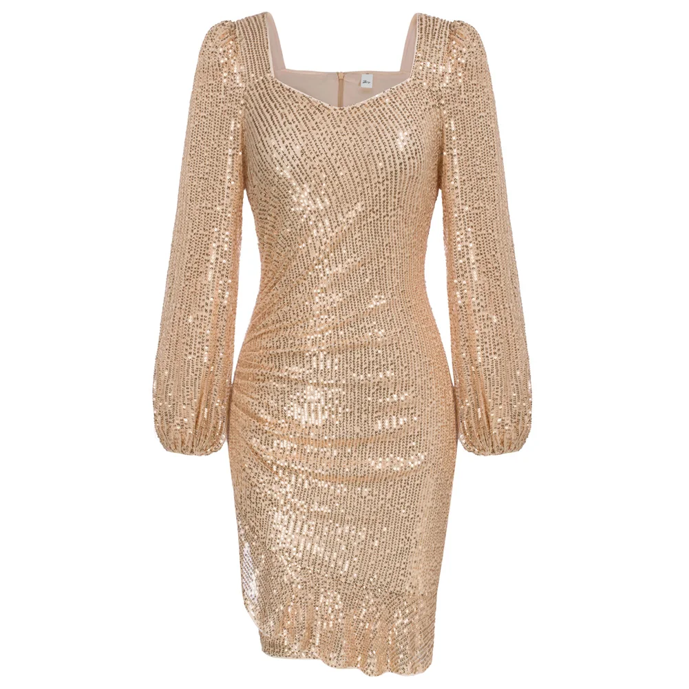 Zexxxy Dress For Women Elegant Sequined Irregular Long Sleeve Square V-Neck Party Evening Luxury Celebrity Ruched Bodycon Dress
Zexxxy Dress For Women Elegant Sequined Irregular Long Sleeve Square V-Neck Party Evening Luxury Celebrity Ruched Bodycon Dress