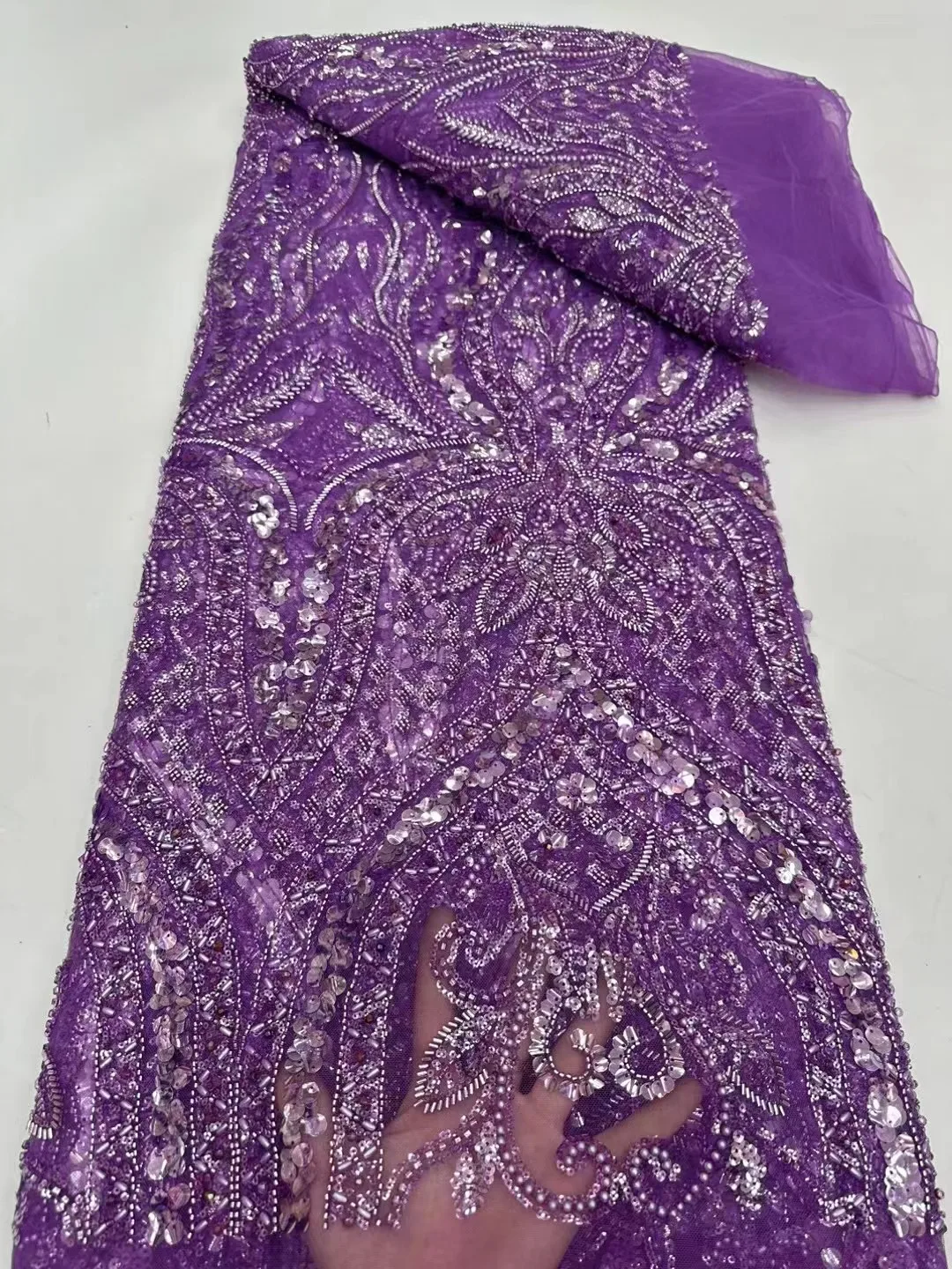 African Handmade Beaded Tulle Lace Fabric, 3D Sequins, French Luxury Fabric, Bridal Wedding Party Dress, High Quality, 2024
African Handmade Beaded Tulle Lace Fabric, 3D Sequins, French Luxury Fabric, Bridal Wedding Party Dress, High Quality, 2024